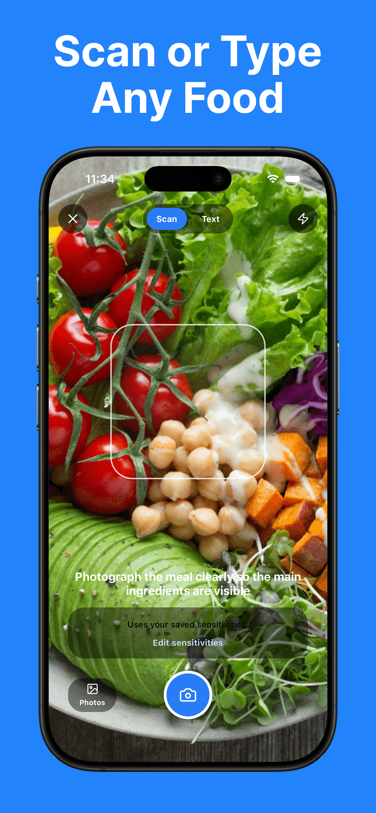Scan or type food in Low FODMAP Food Scanner