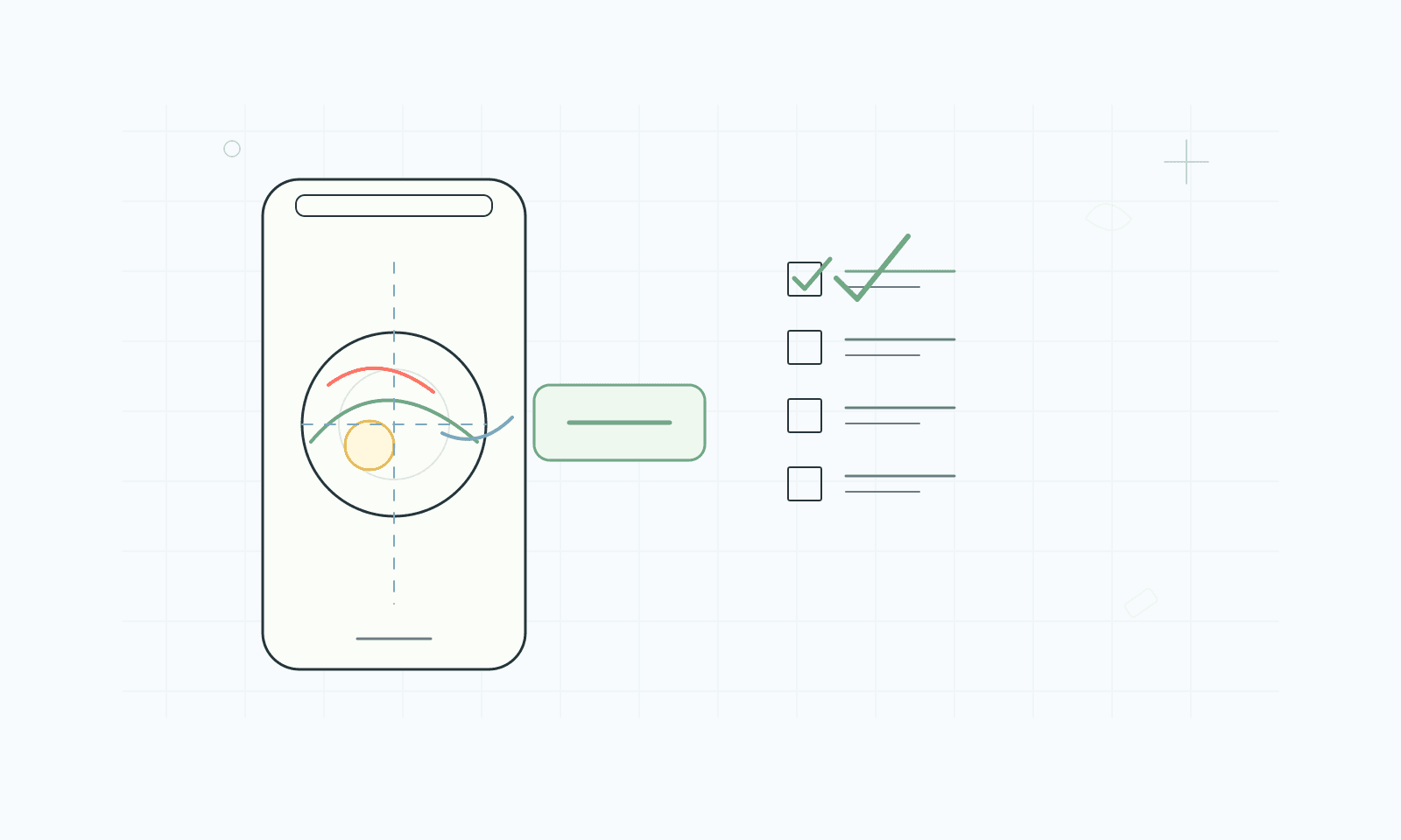 Line illustration of a Low FODMAP food scanner workflow