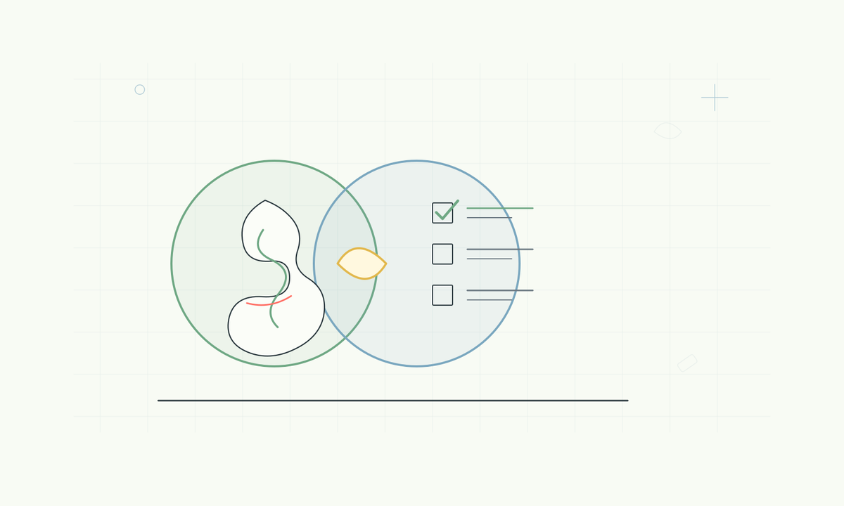 Line illustration comparing SIBO food triggers and Low FODMAP checks