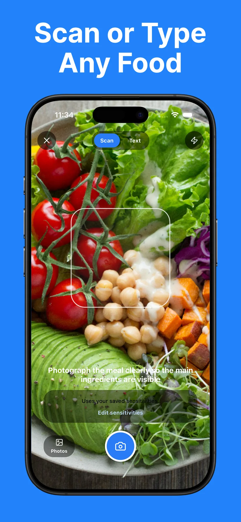 Scan or type food in Low FODMAP Food Scanner